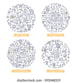 Doodle Vector Concepts Of Big Data Related Technologies