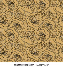 Doodle vector. Cookie and tea seamless pattern. Line vintage icons,sweet elements background for menu,cafe shop. Flat hand drawn collection. Backdrop,fabric,wallpaper