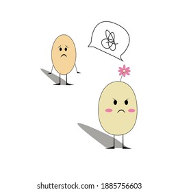 doodle vector couple characters who are having ego, causing problems