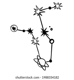 doodle vector cute constellation isolated on white background. hand drawn stars. kids t shirt design