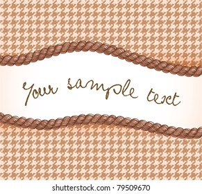 doodle vector cute frame with rope on textile retro background