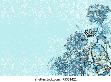 doodle vector cute grungy background with flowers