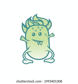 Doodle vector design character in green gradient color