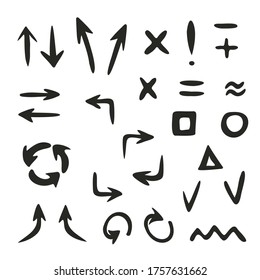 Doodle vector design elements isolated on white background.