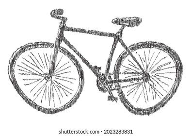 Doodle vector drawing of old abstract bicycle with curved wheels
