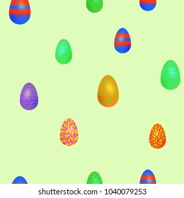 doodle vector easter eggs chaotic seamless pattern