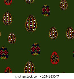 doodle vector easter eggs chaotic seamless pattern