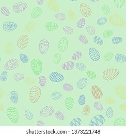 doodle vector easter eggs chaotic seamless pattern