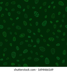 doodle vector easter eggs chaotic seamless pattern - green