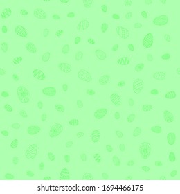 doodle vector easter eggs chaotic seamless pattern - light green