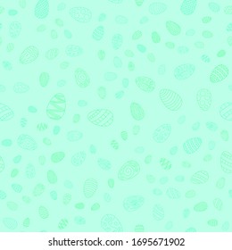 doodle vector easter eggs chaotic seamless pattern - light blue
