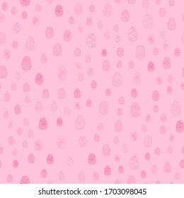 doodle vector easter eggs chaotic seamless pattern - pink