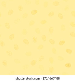 doodle vector easter eggs chaotic seamless pattern - yellow