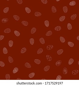 doodle vector easter eggs chaotic seamless pattern - red