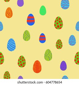 doodle vector easter eggs chaotic seamless pattern