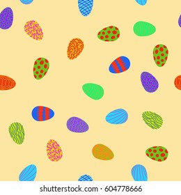 doodle vector easter eggs chaotic seamless pattern