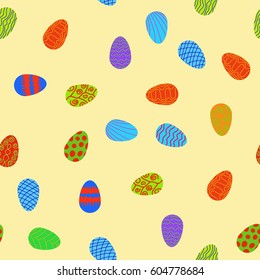 doodle vector easter eggs chaotic seamless pattern