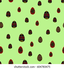 doodle vector easter eggs chaotic seamless pattern