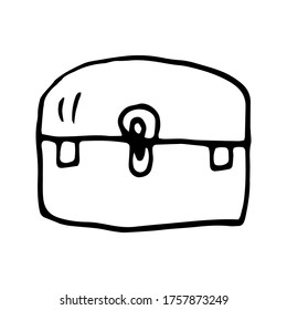 Elementos vectoriales de garabatos sobre la caja de joyería. Ilustración dibujada a mano con símbolos esotéricos. Aislado sobre fondo blanco.