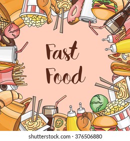 Doodle vector fast food