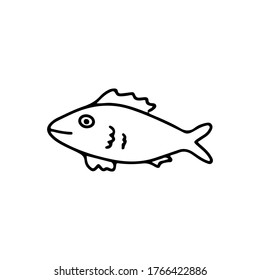 Doodle vector fish icon isolated