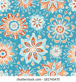 doodle vector floral seamless background pattern