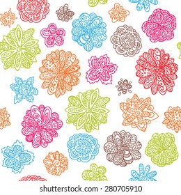 doodle vector floral seamless wallpaper background pattern design