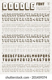 Doodle vector font family 3. Alphabet.
