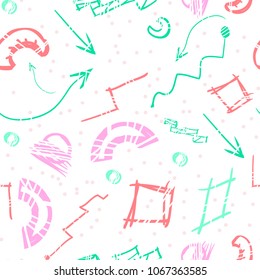 Doodle vector geometric stylish trendy colorful abstract pattern on a white background for printing on wallpaper, covers, packages, postcards, wrappers, for applications, web pages. EPS 8
