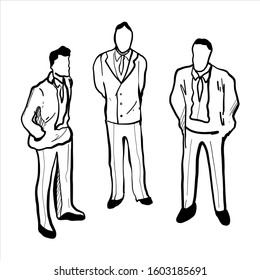 Doodle vector group of businessman