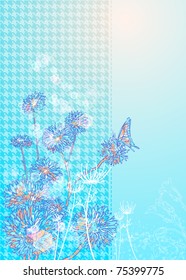 doodle vector grungy cute background with flowers