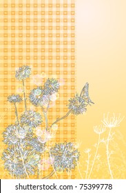 doodle vector grungy cute background with flowers