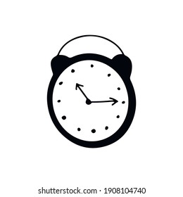Signo de icono del reloj de alarma dibujado a mano por el vector Doodle. Control mecánico de objetos aislados con flechas límite de oficina de recordatorio, gestión de tiempo. 