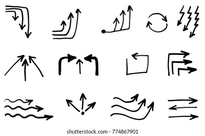 Doodle vector hand drawn arrows.