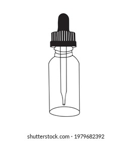 Doodle Vektorgrafik handgezeichnet Schönheitserumflasche. Gesichtsbehandlung und Hautpflege, Kosmetikverpackung, altersfeindlich, flüssig, Tropferflasche mit Pipette. Design-Element einzeln für Typografie und digitale Nutzung.