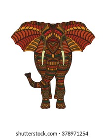 doodle vector hand drawn elephant in different colours