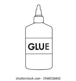 Doodle vector hand drawn plastic bottle of glue. Office and school supplies, handicraft and handmade, tool, sticky, repair. Isolated element for typography and digital use.