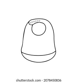 Bib textil dibujado a mano con el vector Doodle con corazón para niños recién nacidos. Niños, primera alimentación, guardería infantil, accesorios para bebés, delantal, niñez, maternidad, alimentación complementaria.Elemento de diseño aislado.