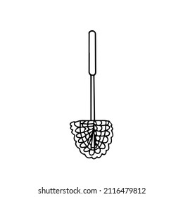 Doodle vector hand drawn toilet brush pipe cleaner. WC, cleaning service, cleaning supplies, toilet utensils, housekeeping. Design element isolated for typography and digital use.