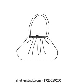 Doodle vector hand drawn vintage woman handle bag clutch, fashion accessory couture. Simple isolated image eps 10 for boutique logo, typography and digital use.