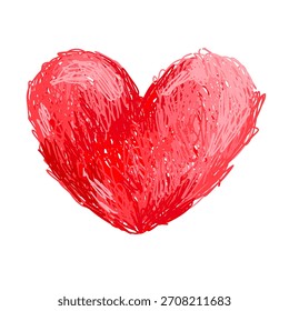 Doodle vector heart. Love symbol, hand painted colorful heart grungy shape