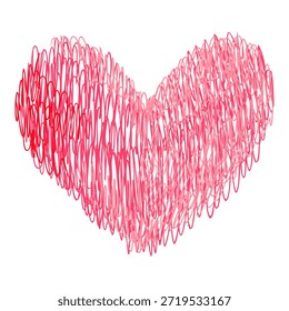 Corazón de Vector Doodle. Símbolo del amor, forma colorida del corazón pintada a mano