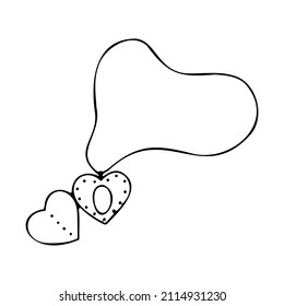 Doodle vector heart pendant for Valentine's Day, Mother's Day, wedding, love and romantic Hand Heart events.