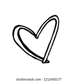 Doodle vector heart in simple flat grunge style.