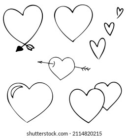 Doodle vector heart for Valentine's Day, Mother's Day, wedding, love and romantic Hand Heart events.