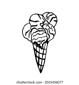 Doodle-Vektoreisbälle in Waffelbecher