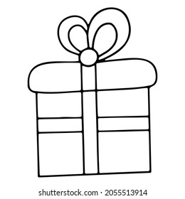 Caja de iconos de Doodle con regalo
