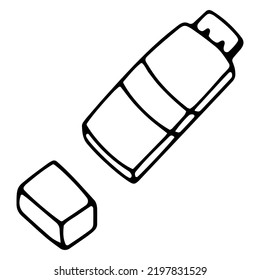 Doodle vector icon of a computer flash drive