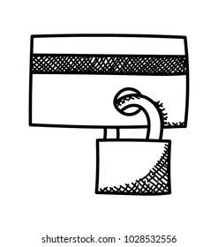 Doodle vector icon design of financial protection, safe banking