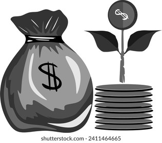 Doodle vector icon representing a concept of money vision. Hand-drawn sketch illustration with detailed lines for a creative and unique visual appeal